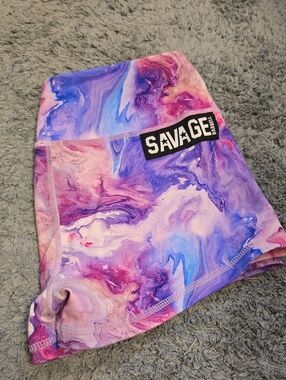 Savage Barbell Marble Shorts Blue Pink Purple Sz Large